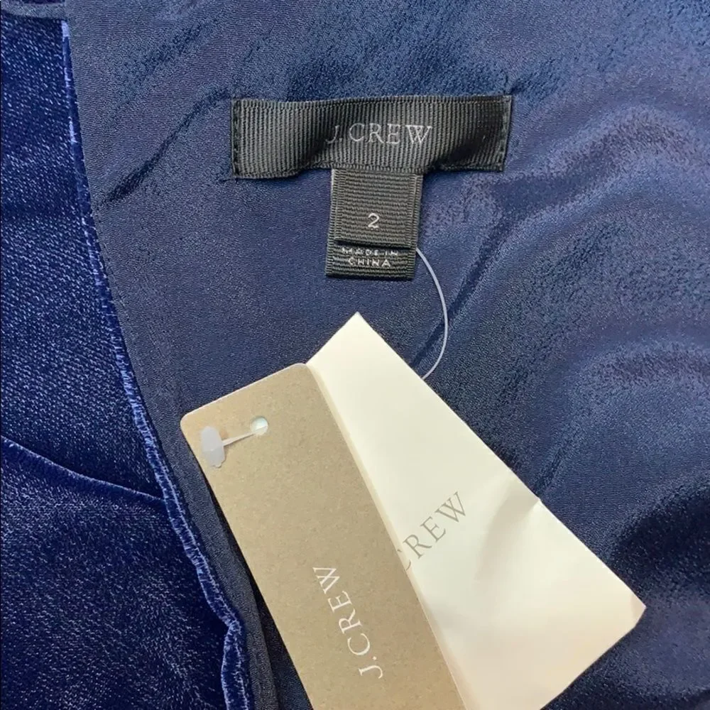 J Crew velvet ruffle hem tank dress